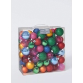 100pc Shatterproof Baubles Multi