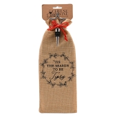 Festive Christmas Wine Bottle Stopper and Gift Bag