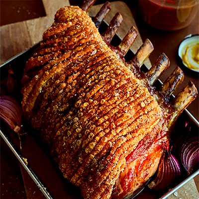 No.1 Free Range Dry Aged Pork Crackling 8 Bone Rack
