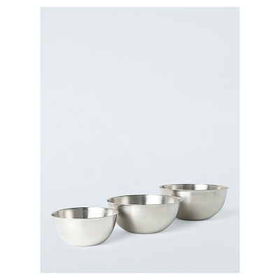 John Lewis Stainless Steel Mixing Bowl Set 23, 26, 30cm