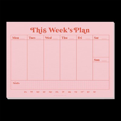 A4 Pink & Red Weekly Planner Pad