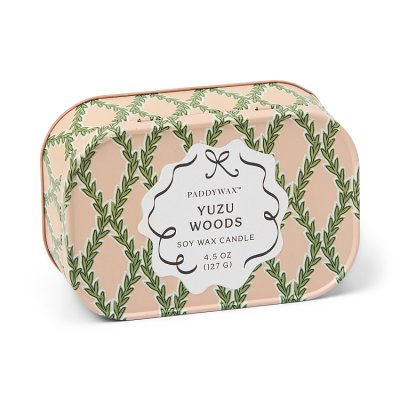Paddywax Cherie Printed Tin Yuzu Woods Scented Candle