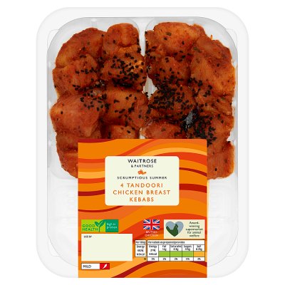 Waitrose Tandoori Chicken Breast Kebabs 4