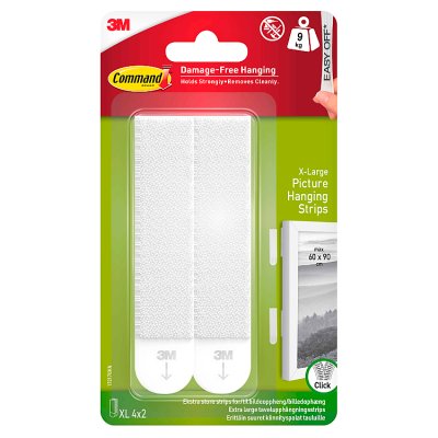 Command XL Pack of 4 White Heavyweight Picture Hanging Strips