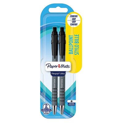 Paper Mate Pack of 2 Black Flexgrip Ballpoint Pens