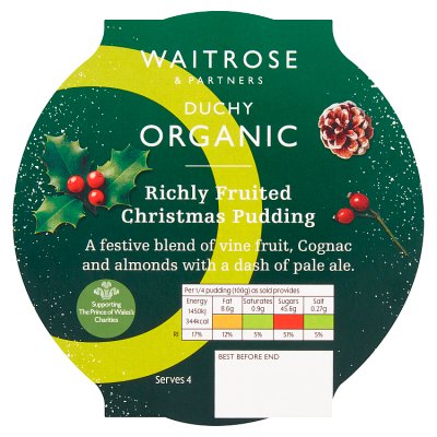 Waitrose DOrg Richly Fruited Xmas Pud