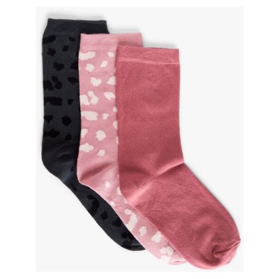 Pink Leopard Ankle Sock 3Pk