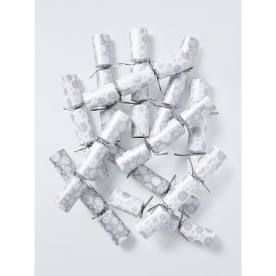 Family Cube Snowflake Christmas Crackers, Pack of 12, Silver