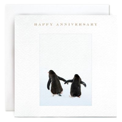 Penguins Holding Hands Greetings Card