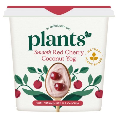 Plants By Deliciously Ella Smooth Red Cherry Coconut Natural Yogurt