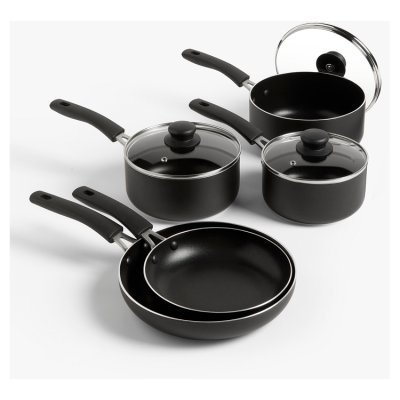 John Lewis ANYDAY Aluminium Non-Stick Pan Set, 5 Piece, Grey