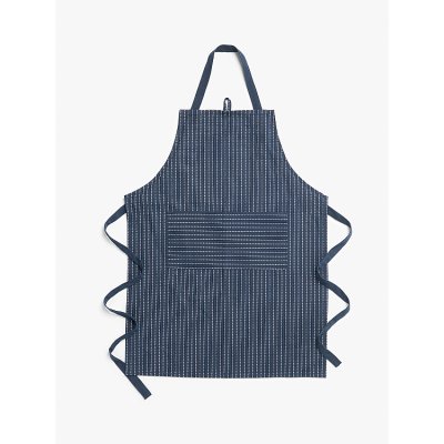 John Lewis Striped Apron, Dark Blue