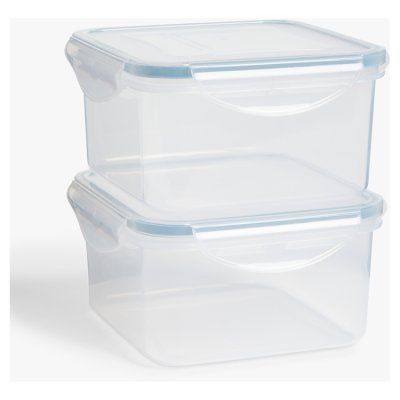 John Lewis ANYDAY Square Plastic Storage Containers, Set of 2, 700ml, Clear