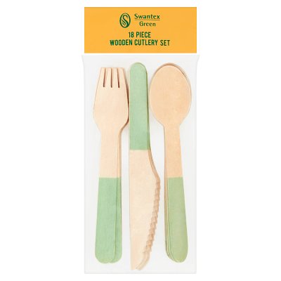 Swantex Green 18 Piece Wooden Cutlery Set