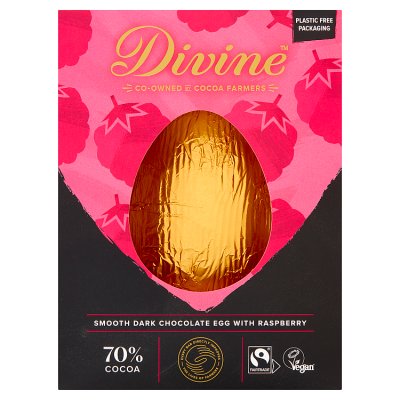 Divine Smooth Dark Chocolate Easter Egg with Raspberries