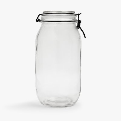 John Lewis ANYDAY Clip-Top Glass Storage Jar, 1.5L, Black/Clear