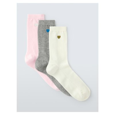 Embroidered Hearts Ankle Sock 3pk