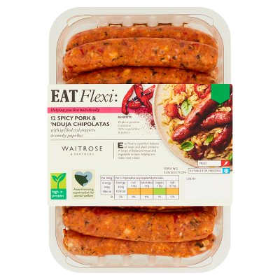 Waitrose Flexi 12 Pork & Nduja Chipolatas