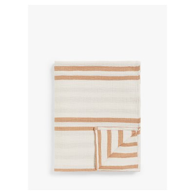 John Lewis Reversible Stripe Throw, Caramel