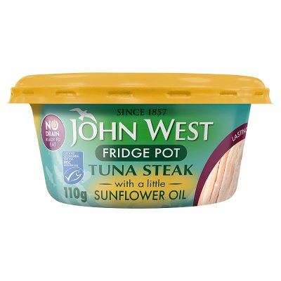 John West No Drain Fridge Pot Tuna Steak with a Little Sunflower Oil MSC 110g