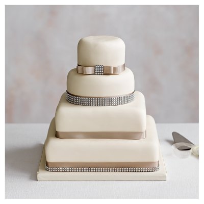 Chocolate Sponge Diamanté Wedding Cake