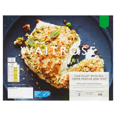 Waitrose Frozen Cod Fillet with Pea, Crème Fraiche & Mint