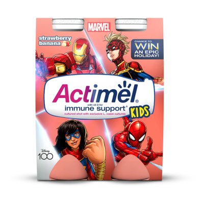 Actimel Kids Strawberry Banana Yogurt Drinks