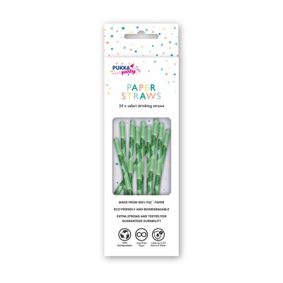 Leafy Jungle Paper Straws PK24