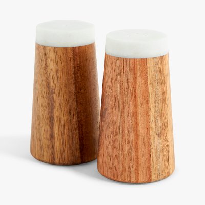 John Lewis Acacia Marble top Salt & Pepper Shaker set