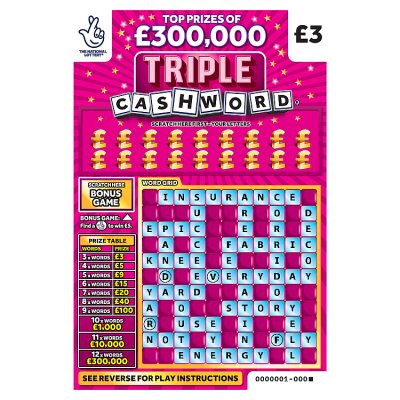 £300K Pink Triple Cashword Scratchcard