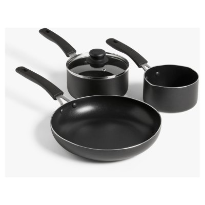 John Lewis ANYDAY Aluminium Non-Stick Pan Set, 3 Piece, Grey