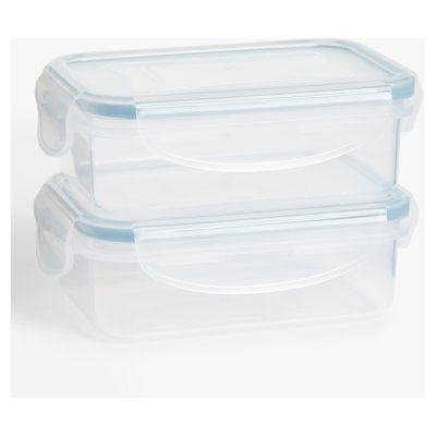 John Lewis ANYDAY Rectangular Plastic Snack Boxes, Set of 2, 240ml, Clear