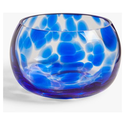 John Lewis Confetti Glass Tealight Holder, Blue