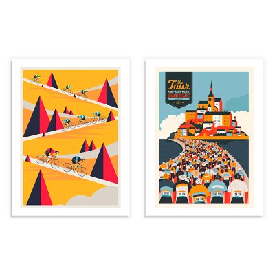 John Lewis Neil Stevens 'Tour de France Mountain Cycling' Unframed Prints & Mounts, Set of 2, 40 x 30cm