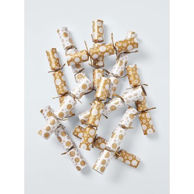 Family Cube Snowflake Christmas Crackers, Pack of 12, Gold