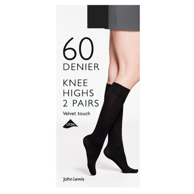 John Lewis Velvet Knee Highs Black 