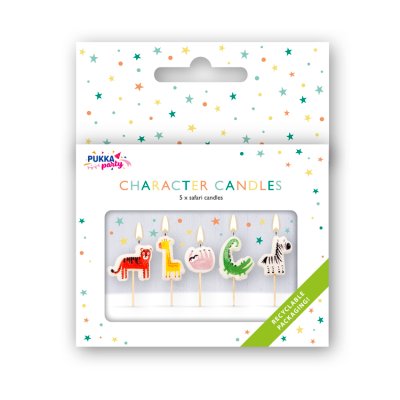 Leafy Jungle Character Candles PK5