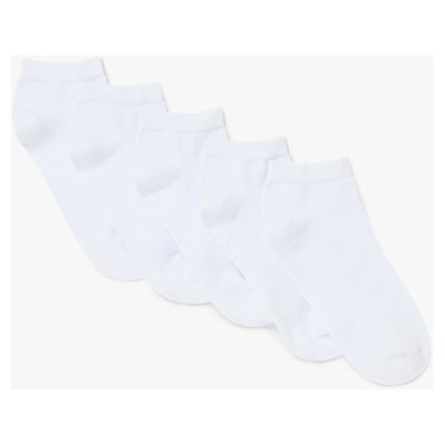 John Lewis Trainer Socks White 5 Pair