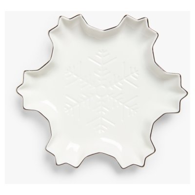 General Store Snowflake Dish Silver Rim