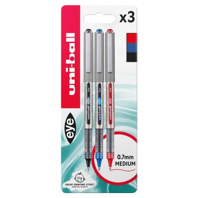 Uni-Ball Eye Fine Pack of 3 Black/Blue/Red Pens