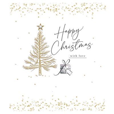 Gold Tree Happy Chrismas Card