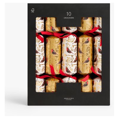 Royal Fairytale Silver & Gold Robin Christmas Crackers, Pack of 10