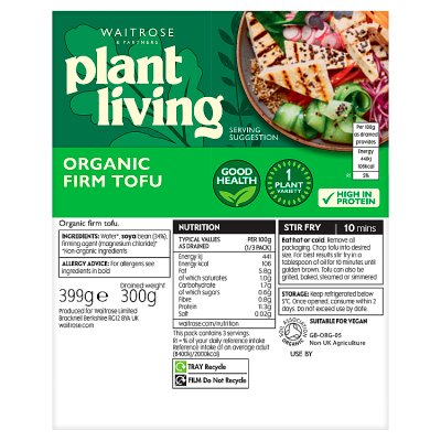 Waitrose PlantLiving Organic Firm Tofu