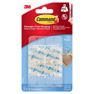 Command Mini Pack of 6 Clear Hooks