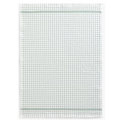 John Lewis ANYDAY Check Terry Cotton Tea Towel, Dusty Green