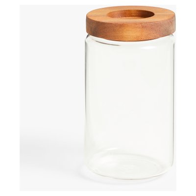 John Lewis Airtight Glass Storage Jar with Acacia Wood Lid, 750ml