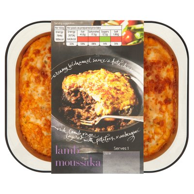 menu from Waitrose lamb moussaka