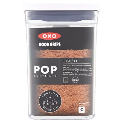 OXO POP Square Short Kitchen Storage Container, 1L, Clear