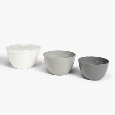 John Lewis ANYDAY Set of 3 Nesting Plastic Mixing Bowls with Lid