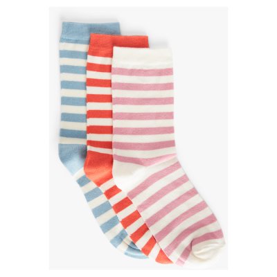 Stripe Ankle Sock Red/ Pink/ Blue 3pk